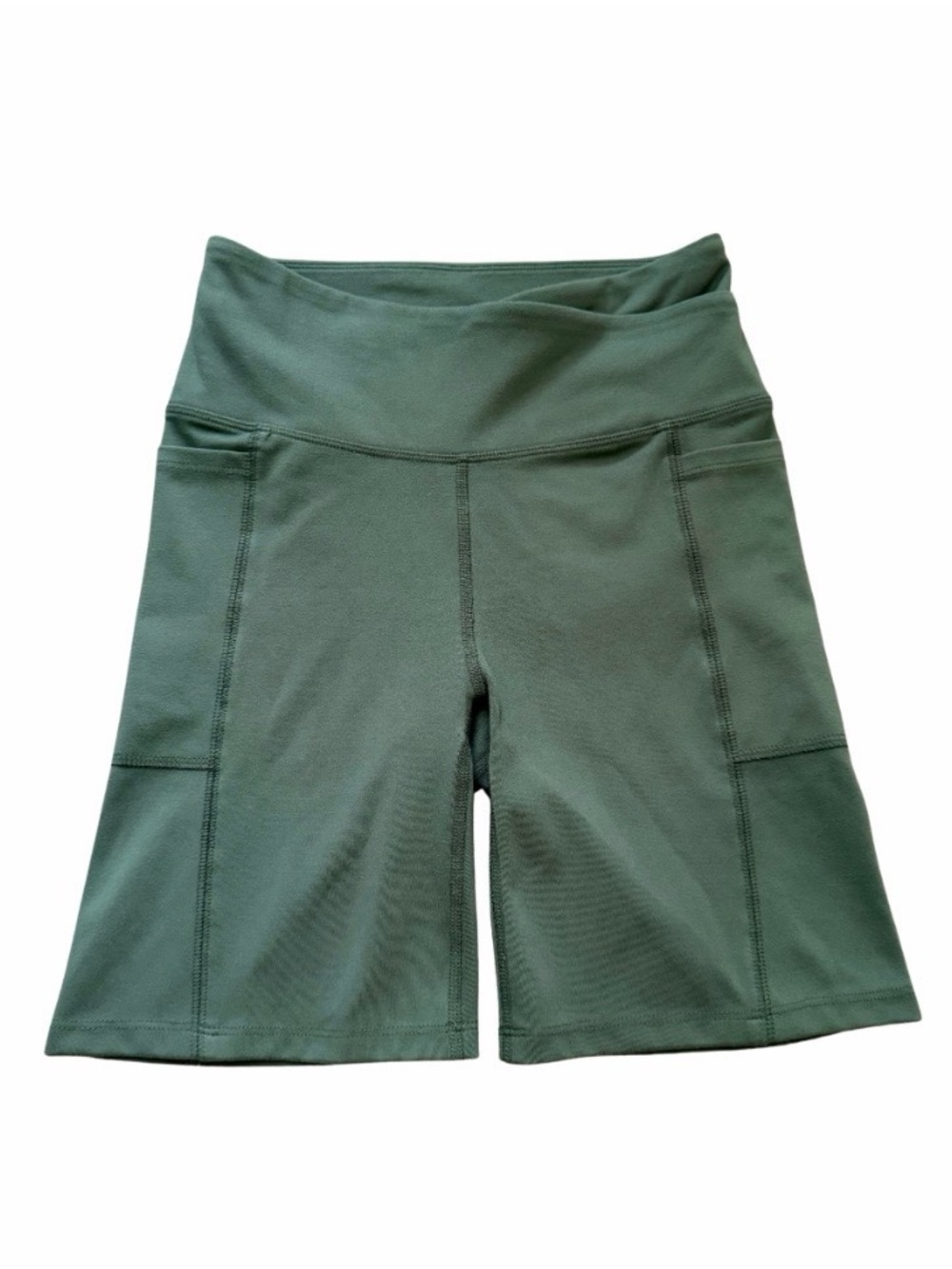 High-Waist Green Women's Biker Shorts